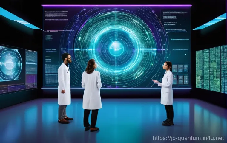 양자화학의 모형 및 시뮬레이션 - **Prompt 1: "Quantum Computing Unleashed"**
    A futuristic, brightly lit research lab with clean, ...