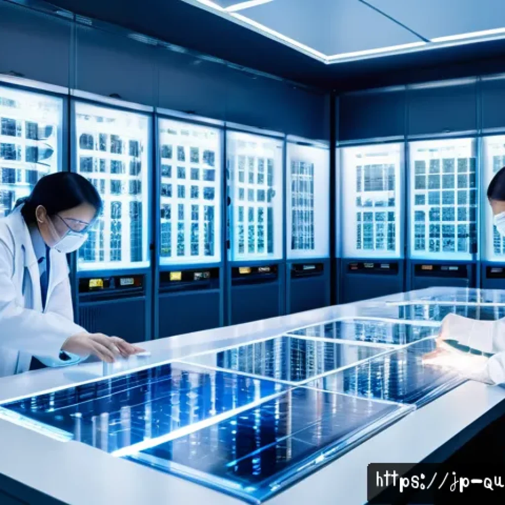 양자컴퓨터 시장 전망 - A detailed futuristic quantum computer laboratory scene showcasing advanced superconducting qubit ha...