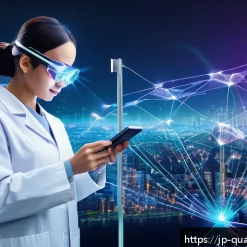 양자광학과 전자기학 - A futuristic quantum communication network visualization, featuring glowing entangled photons travel...